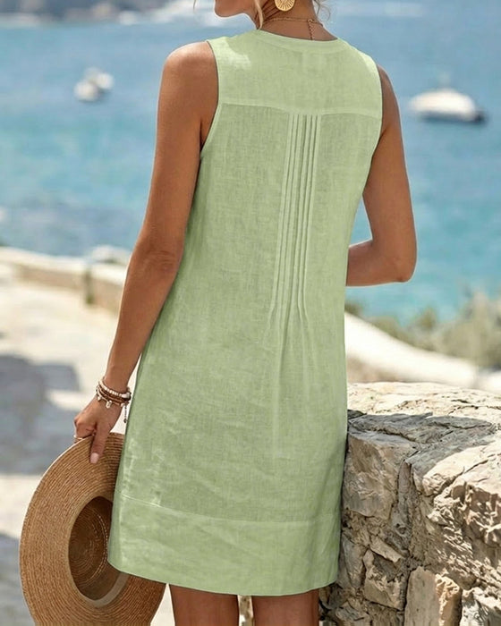 Robe Sans Manches Plissé Accordéon Courte