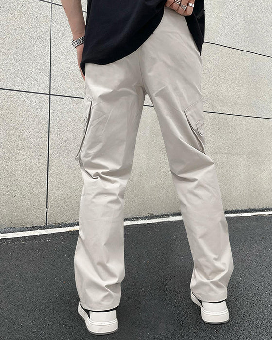 Pantalon Unie Poche Fermeture Éclair Décontracté Homme