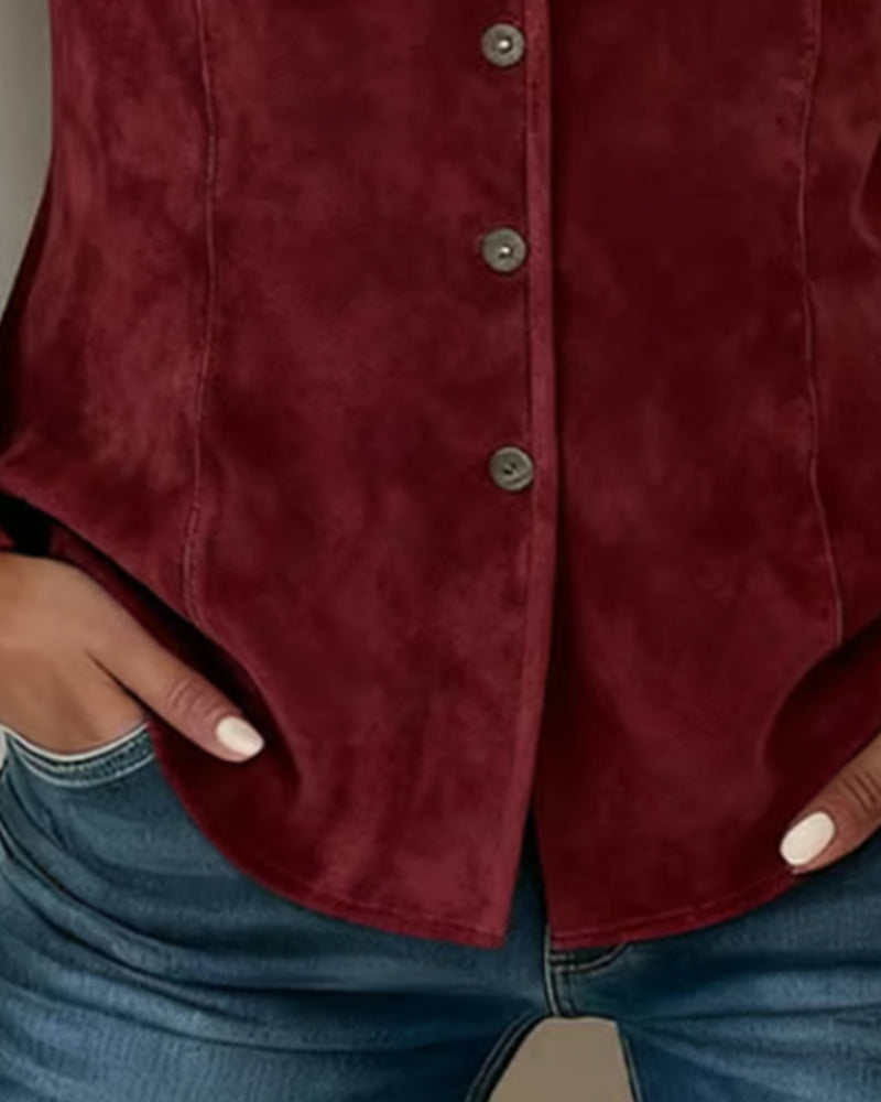 Chemise à franges tendance couleur unie