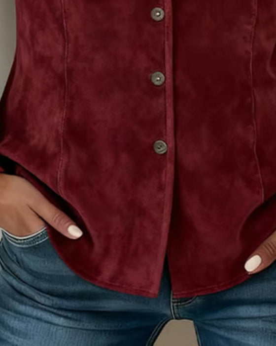 Chemise à franges tendance couleur unie