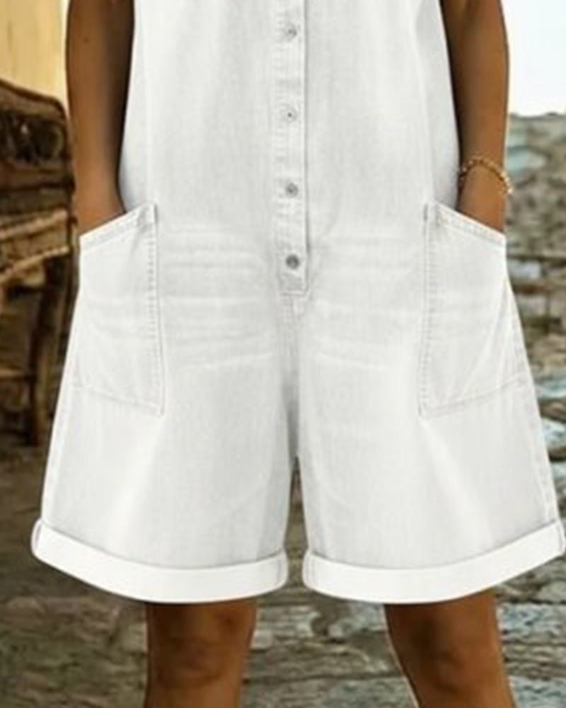 Combinaison Court Manche Denim