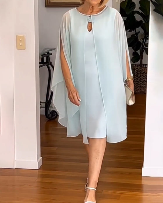 Robe Unie Tendance Manche Cape