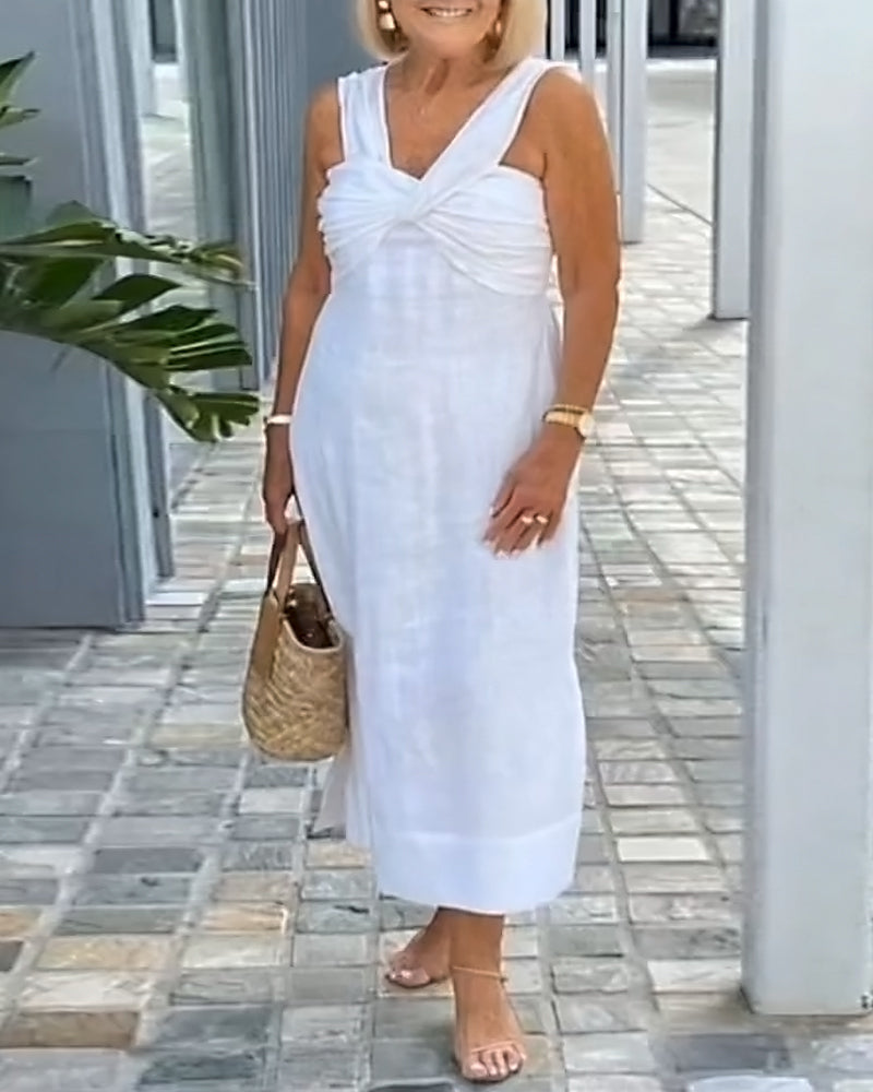 Robe Torsadée Bretelle Unie