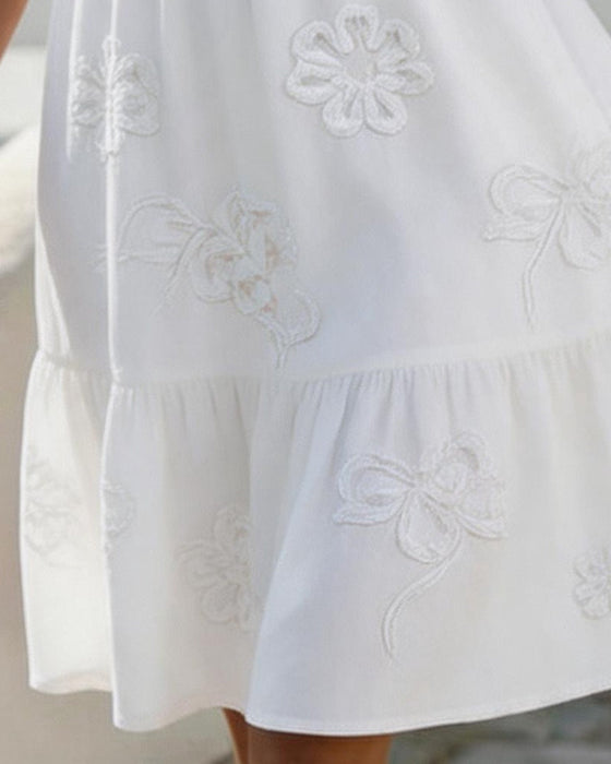 Robe Manche Bouffante Courte Floral