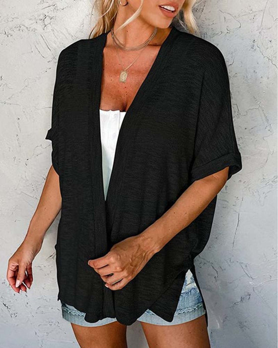Manteau Manches Courtes Décontracté Unie