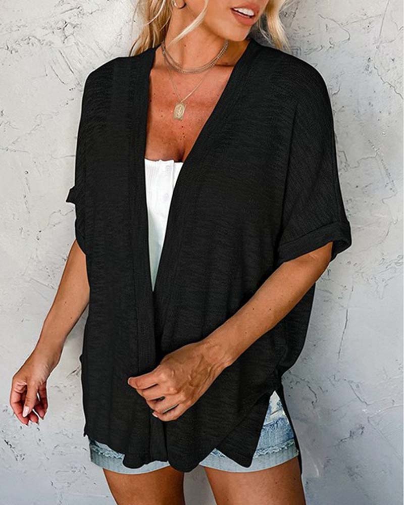 Manteau Manches Courtes Décontracté Unie