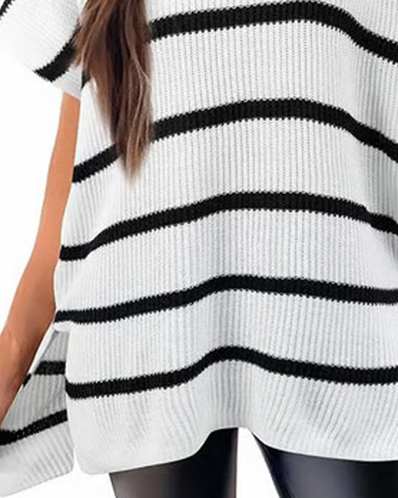 Pull-Over Unie Col Rond Manches Chauve-Souris