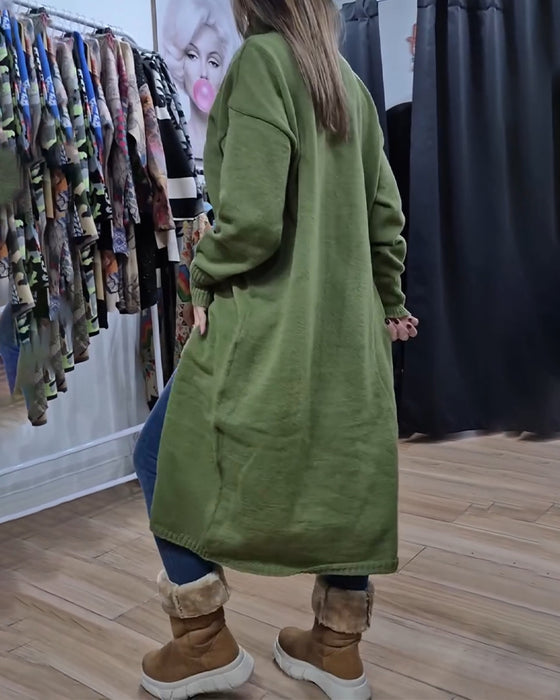 Pull Col Roulé Bouton Fente Long