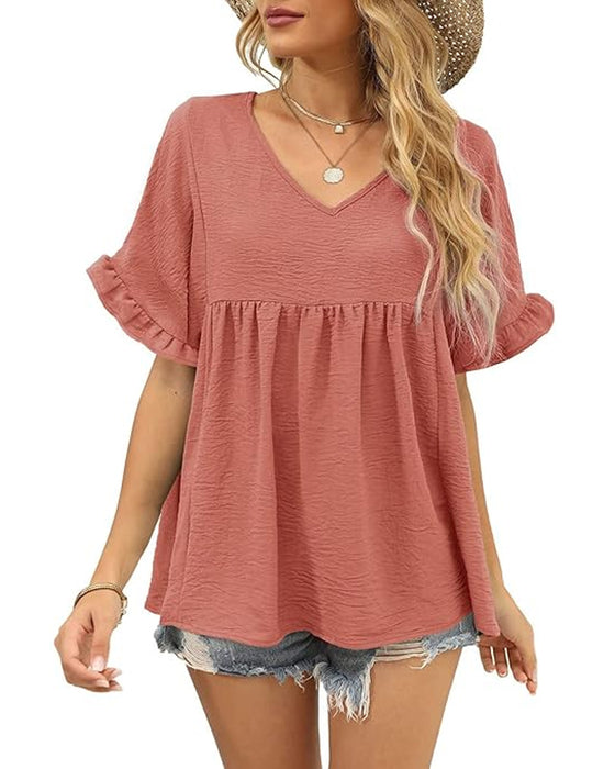 Blouse Décontractée Volant Coupe Loose