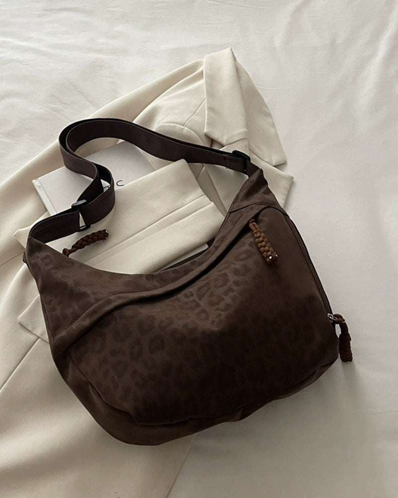 Sac Imprimé Léopard Suède Femme