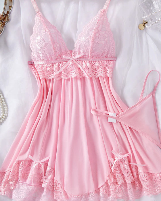 Set Dentelle Sheer Robe De Nuit