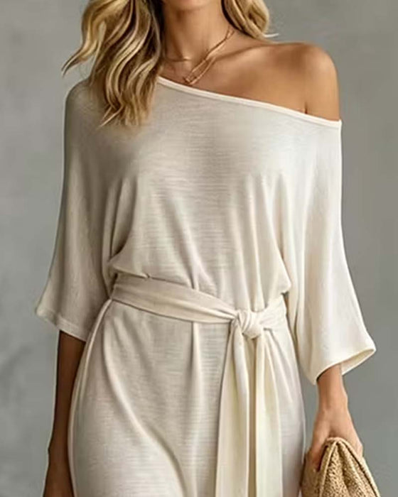 Robe Off-Épaule Attache Fente