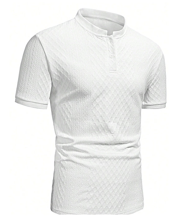 T-Shirt Homme Jacquard Col Dressé