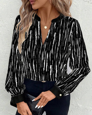 Blouse À Imprimé Géométrique Tendance