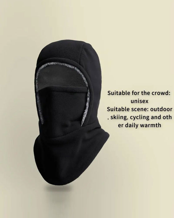 Hiver 2 En 1 Bonnet Et Masque Facial Coupe-Vent Doublure Polaire Épaisse Pour Sports De Plein Air Noir