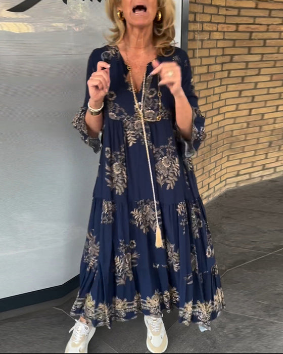 Robe Vintage ample à col en V