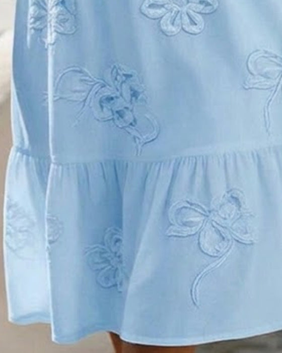 Robe Manche Bouffante Courte Floral