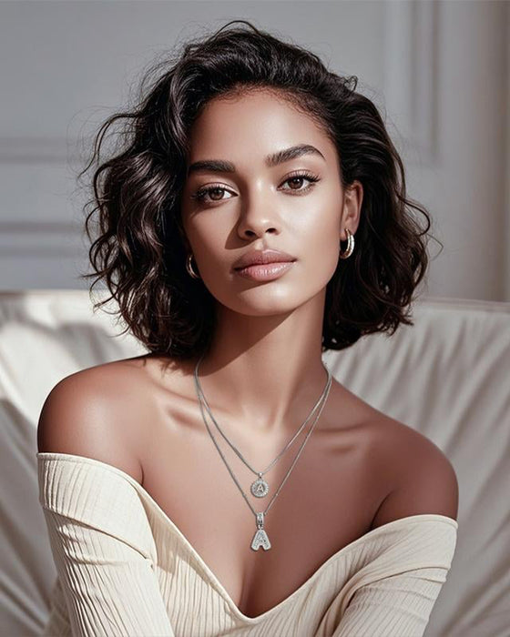 Colliers Lettre Initiale Pendentif 2 Paquet