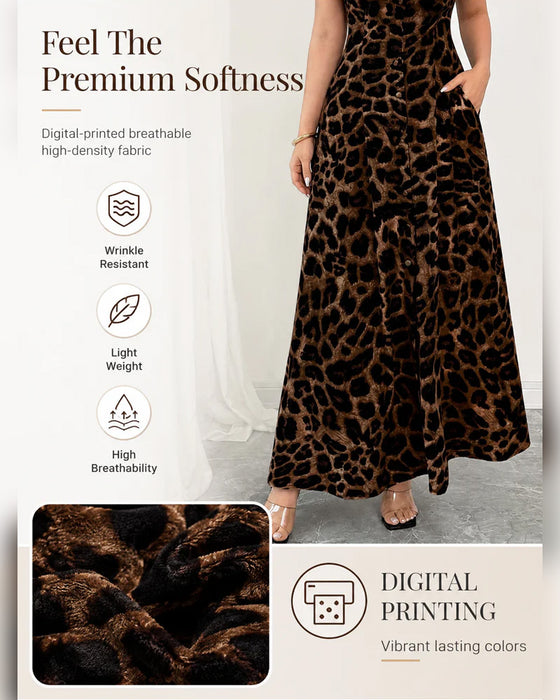 Robe Décontractée Imprimé Léopard Maxi