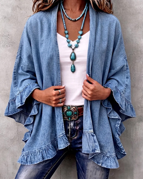 Manteau Denim Volant Lâche