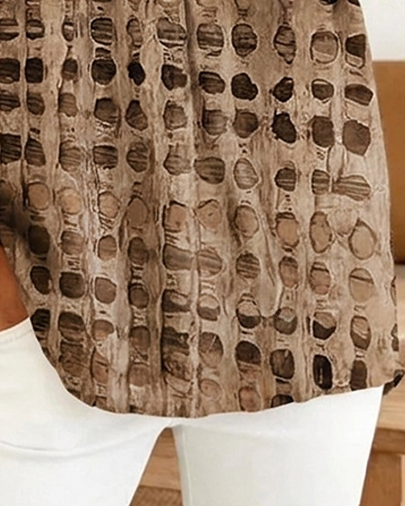 Blouse Imprimé Pois Bouton Demi-Patron
