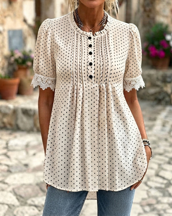 Blouse Manche Bouffante Polka Dot