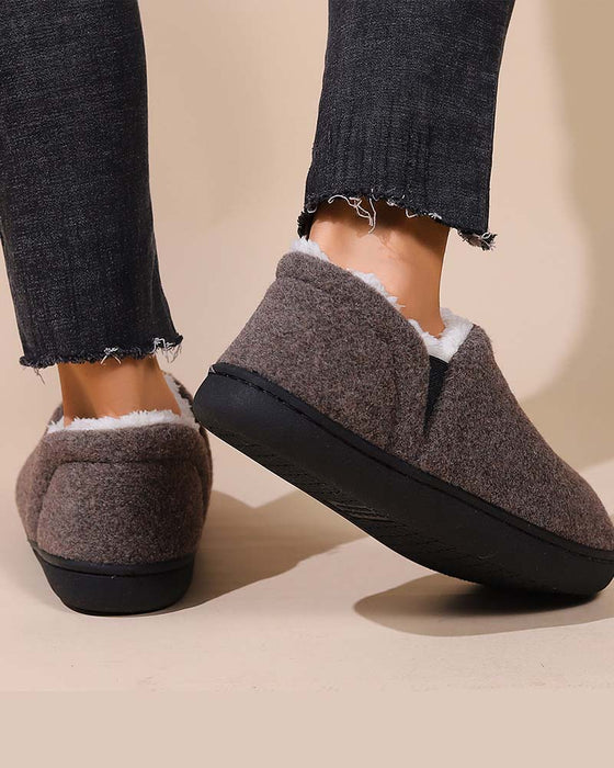 Chaussures plates tout compris en peluche de couleur unie