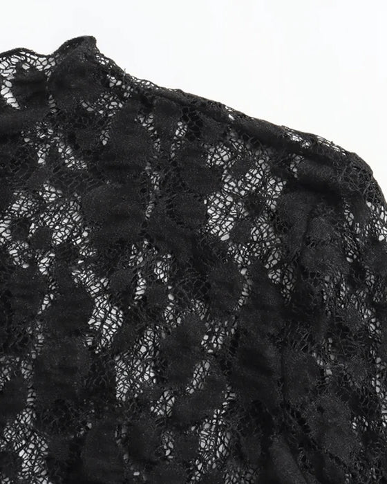 Bodysuit Col Rond Manches Longues Dentelle