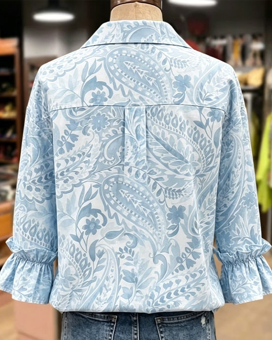 Blouse Manche Lanterne Imprimée