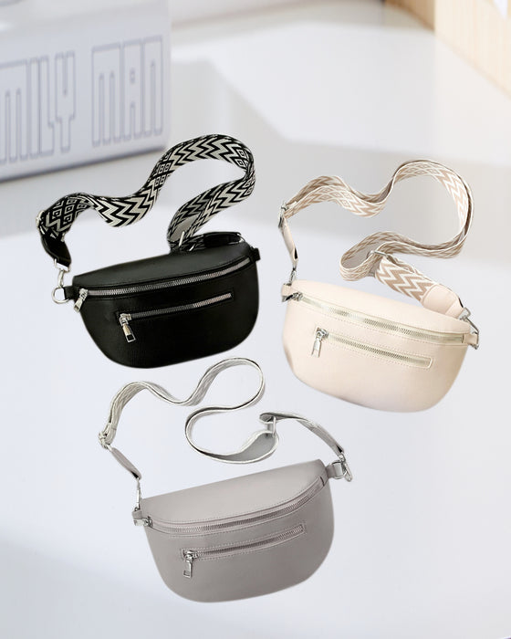 Sac bandoulière zippé avec bretelles contrastées