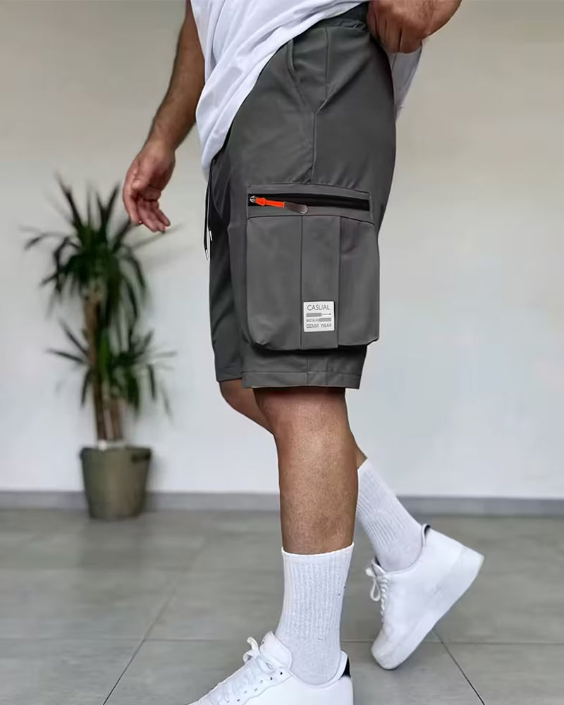 Pantalon Homme Unie Coupe Loose Court Cargo