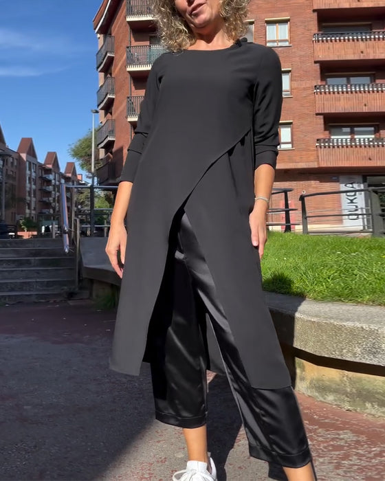 Chemise À La Mode Avec Fente Irrégulière