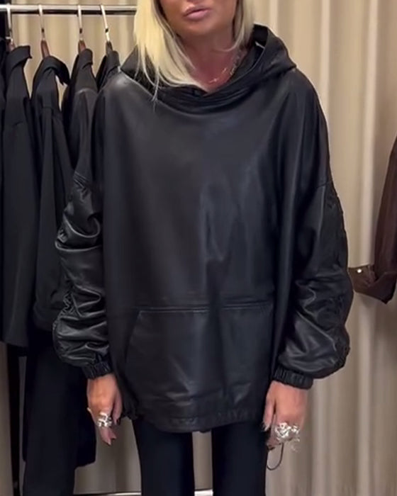 Hoodie Ample En Similicuir