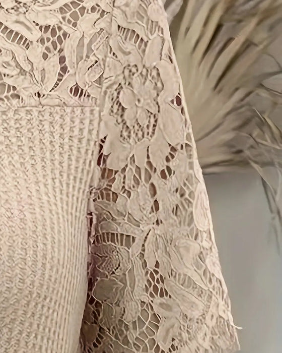 T-Shirt Dentelle Panneau Tricoté