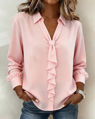 Blouse Volant Noué Manche Longue
