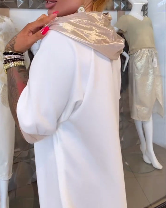 Robe À Capuche Couleur Unie Ample Fendue