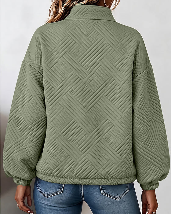 Manteau Col Montant Fermeture Éclair Court