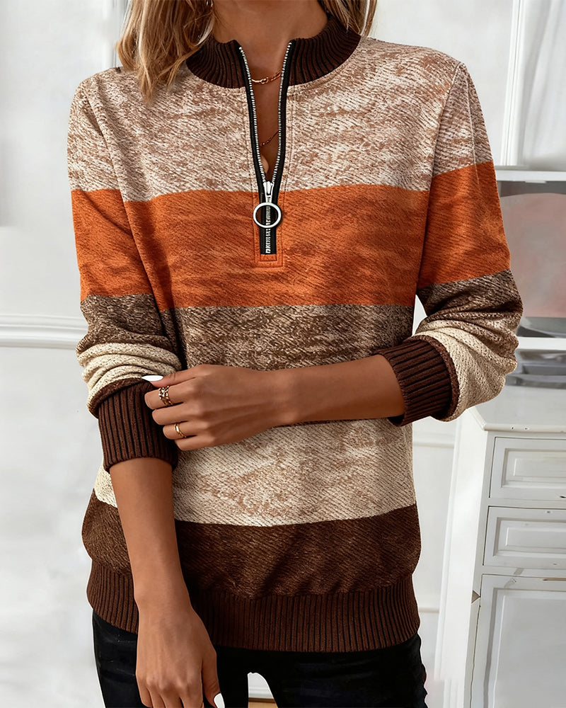 Swearshirt À Col Montant Et Rayures