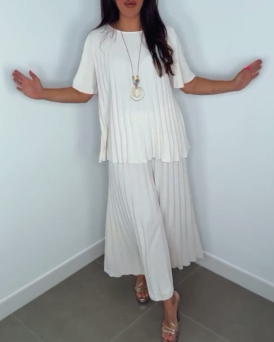 Ensembles amples plissés de couleur unie