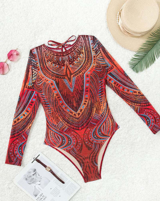 Maillot De Bain Une Pièce Manches Longues De Protection Solaire