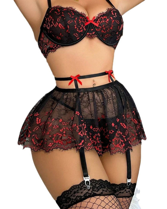 Costume Sexy Dentelle Volant Sans Dos Transparent