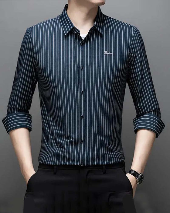 👔Chemise Homme Classique À Manches Longues Rayée