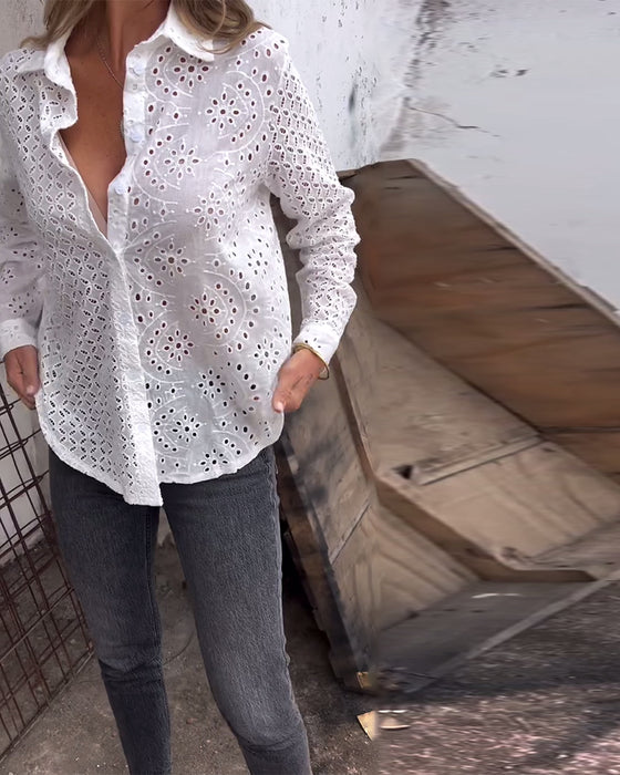 Chemise Manches Longues Revers Découpé