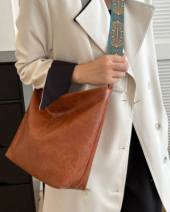 Sac seau vintage à bandoulière de grande capacité