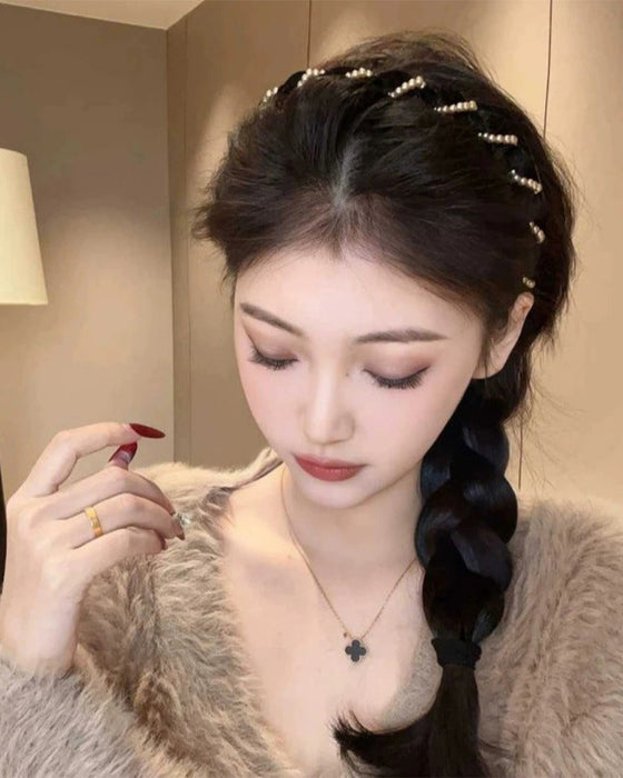 Bandeau Vintage Haut Crâne Perle Artificielle