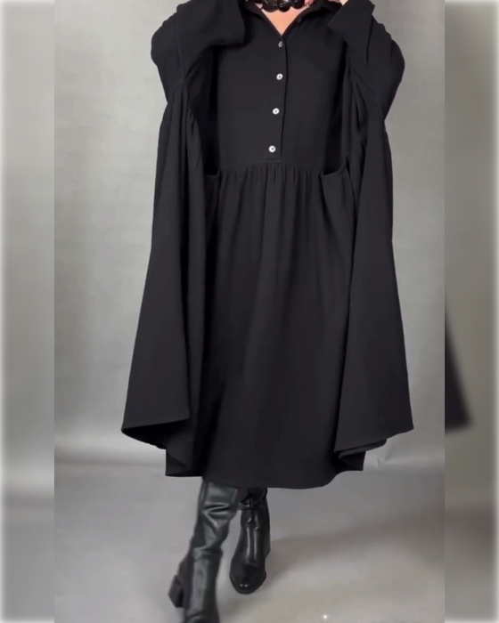 Robe Oversize En A Avec Col À Boutons
