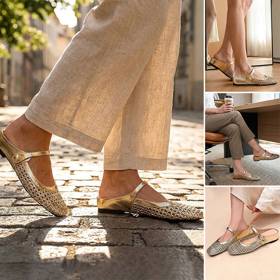 Chaussures Bout Carré Tissé Évidé
