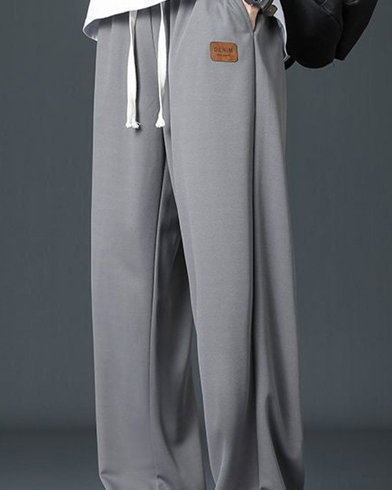 Pantalon Hommes Décontracté Cordon De Serrage Jambe Droite