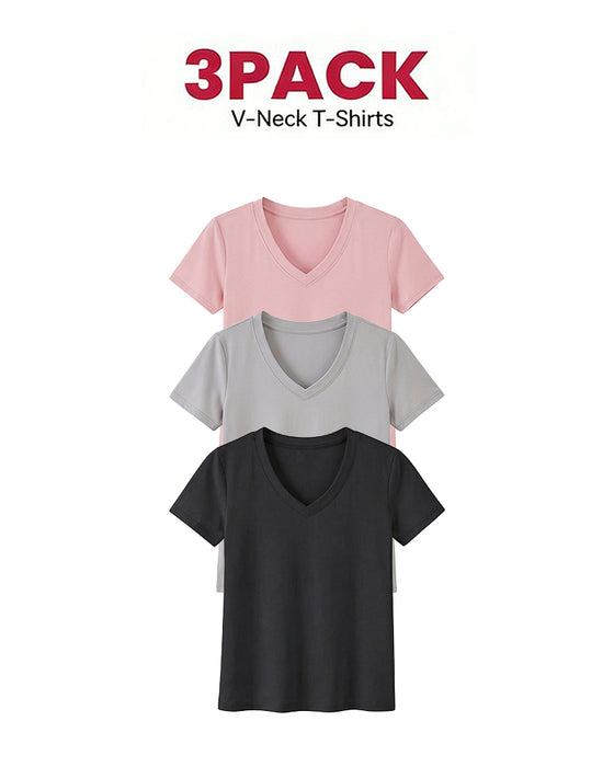 Lot De 1/3 Tees Basiques Confortables Pour Femmes