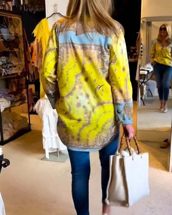 Blouse à col en V et imprimé